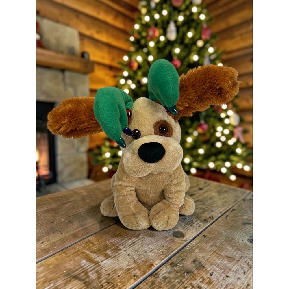 Tekky Toys Animated Christmas Dog Plush Tan Brown Flapping Ears Sings 'Shout'